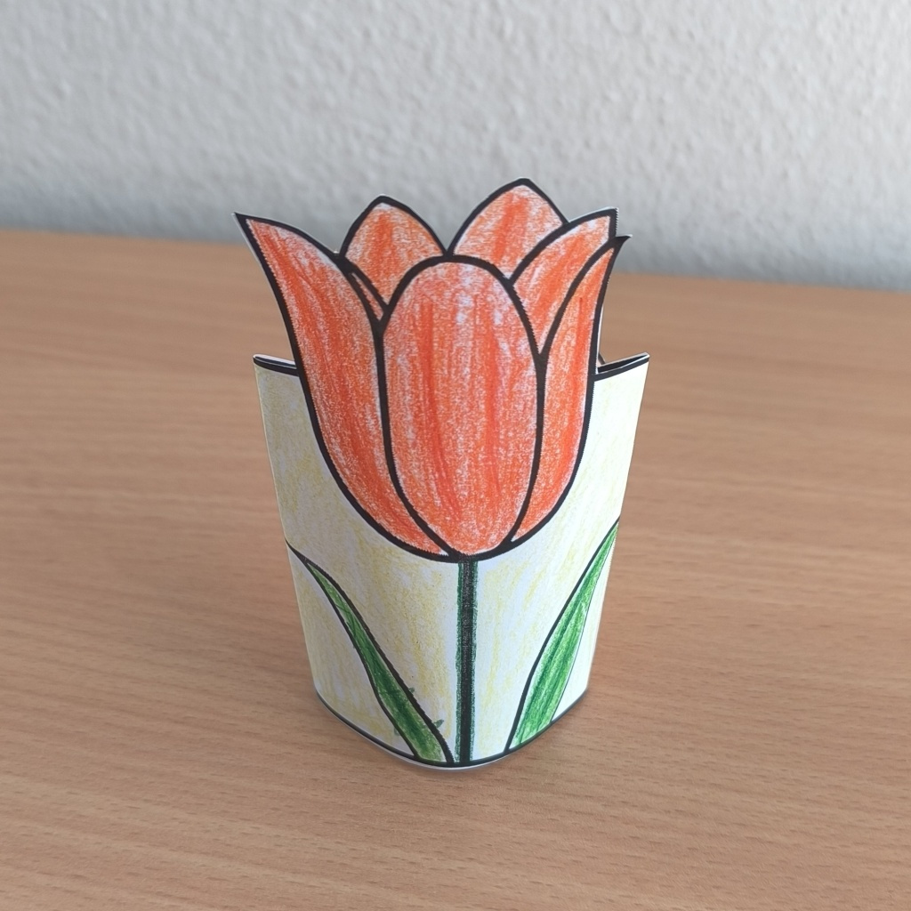Kytička papírová skládačka tulipán přání MDŽ jarní aktivity-3